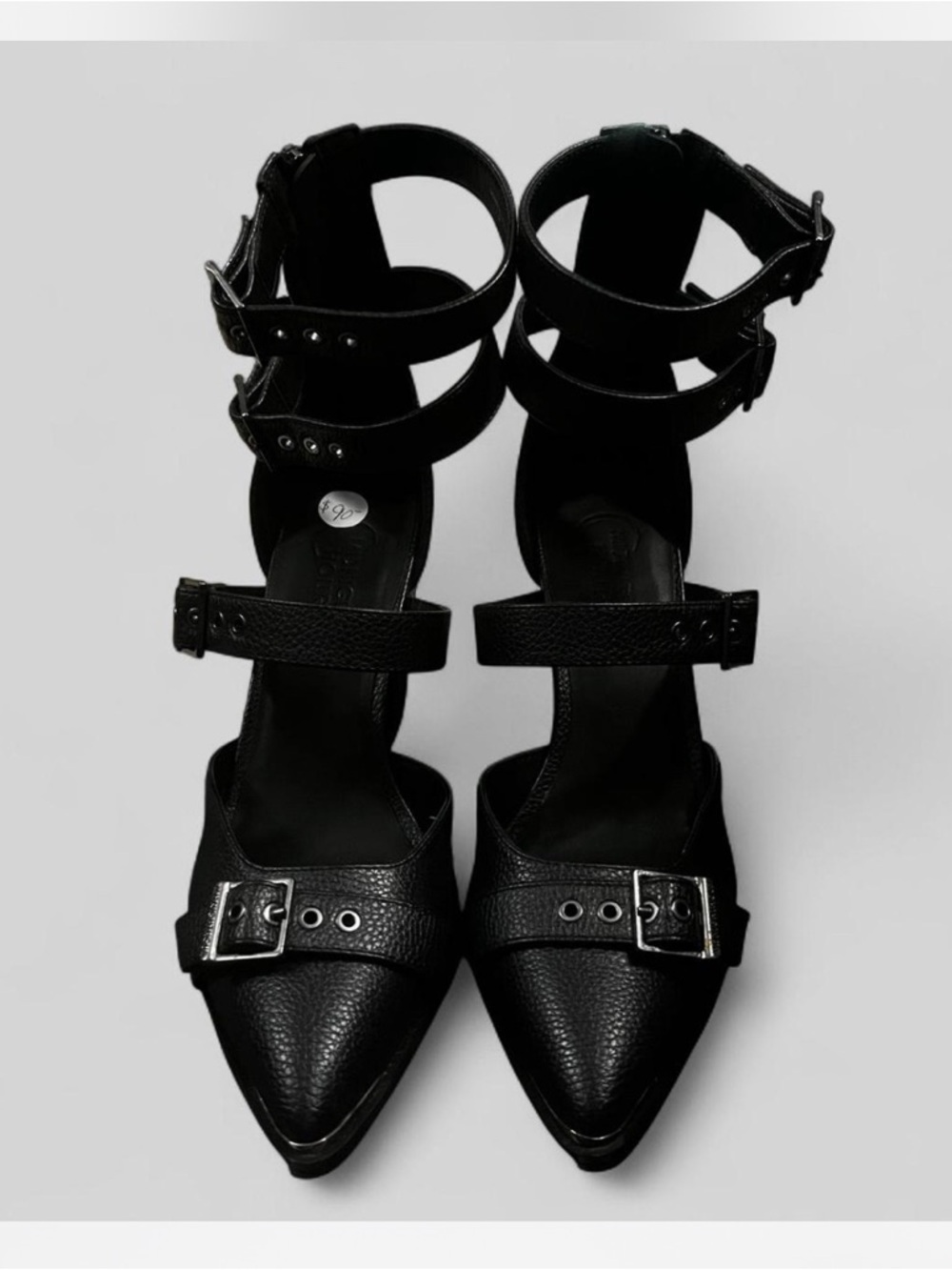 Midnight Hour Enchantress Black Vegan Leather Pointed Toe Buckle Heels